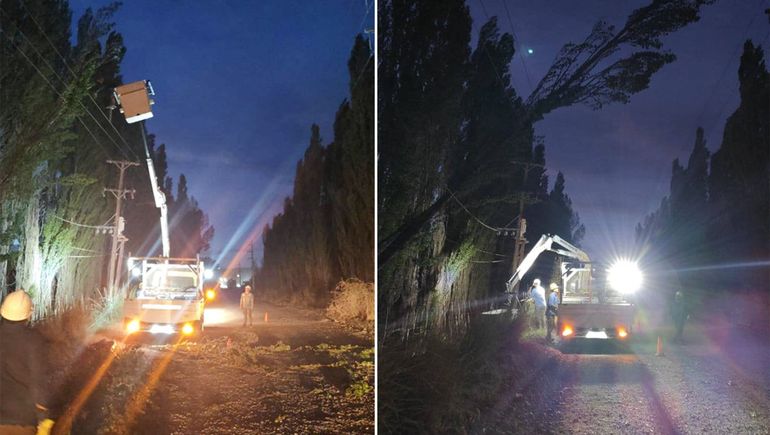 Por fuertes ráfagas de viento se cortó la luz en localidades de Río Negro y Neuquén