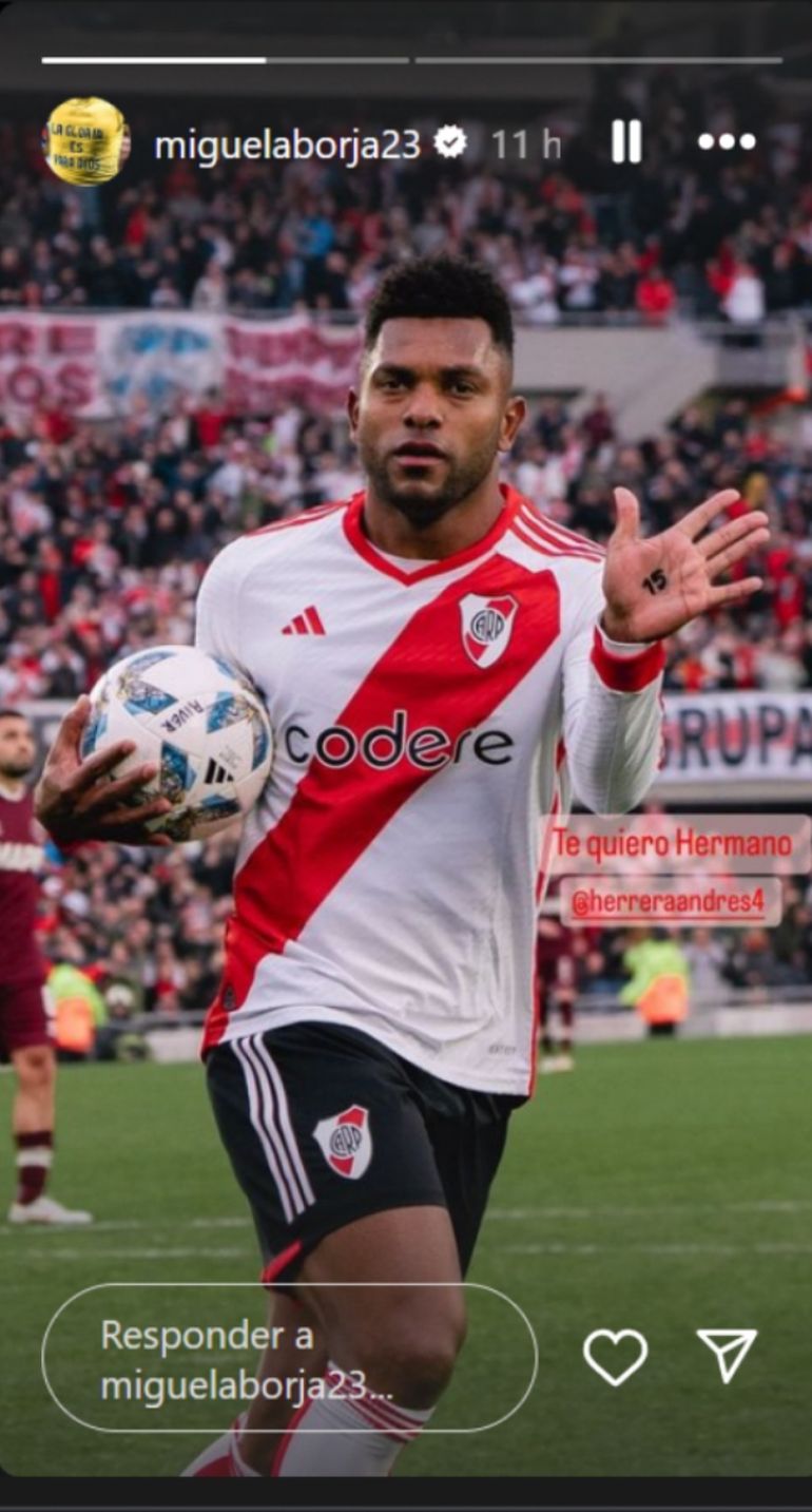 El festejo de Borja en el gol de River El festejo de Borja en el gol de River