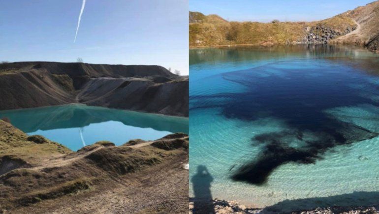 Tiñen laguna para que no vaya gente
