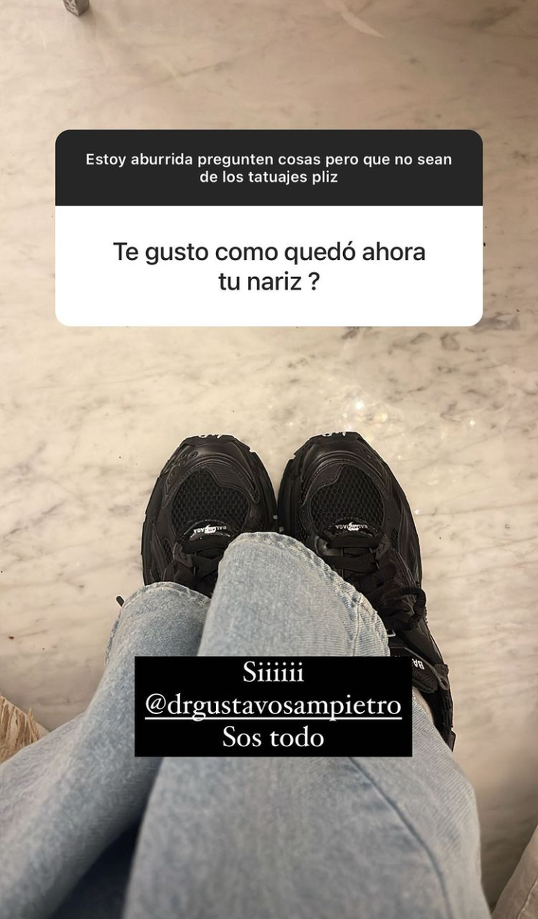 Cande está feliz con su nueva cirugía de nariz.