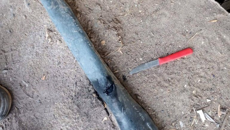 Inconscientes: quisieron cortar cables de media tensión con un cuchillo de cocina