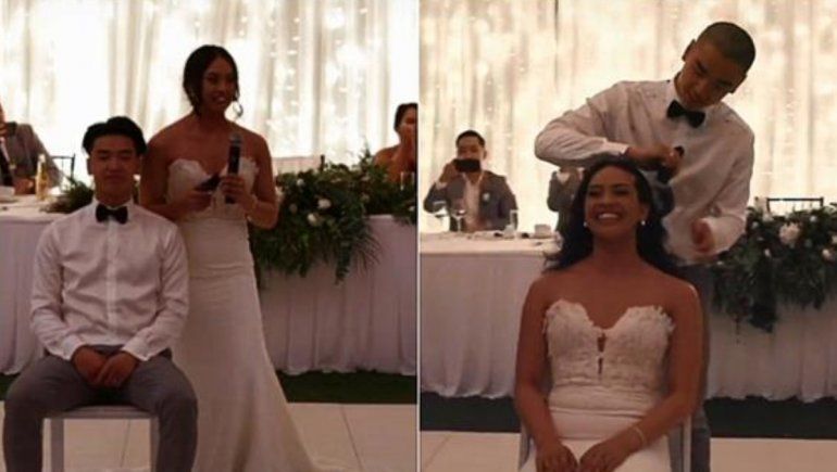 TikTok: se cortaron el cabello en plena boda en apoyo a familiar con cáncer.