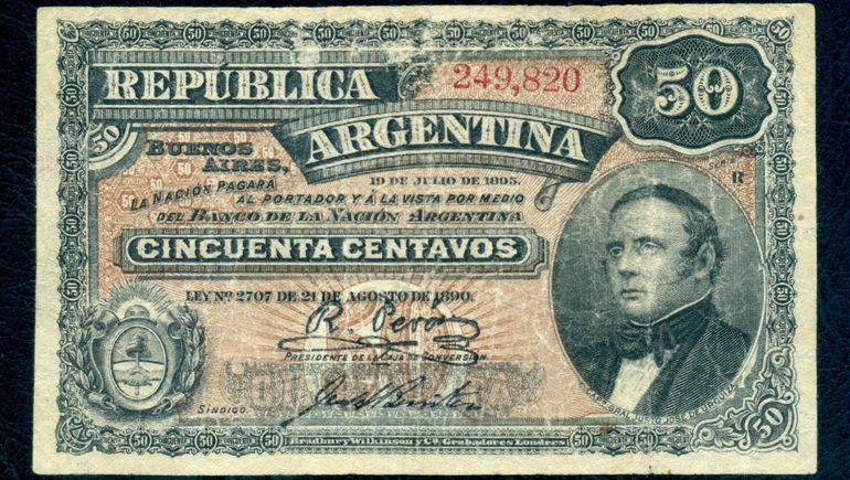 El billete oficial que circulaba a nivel nacional en la década de 1890.