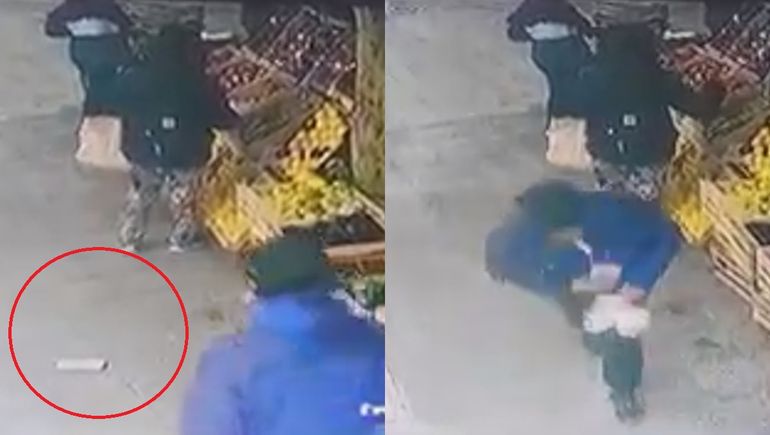 Vio una billetera en la vereda, la robó y quedó todo grabado