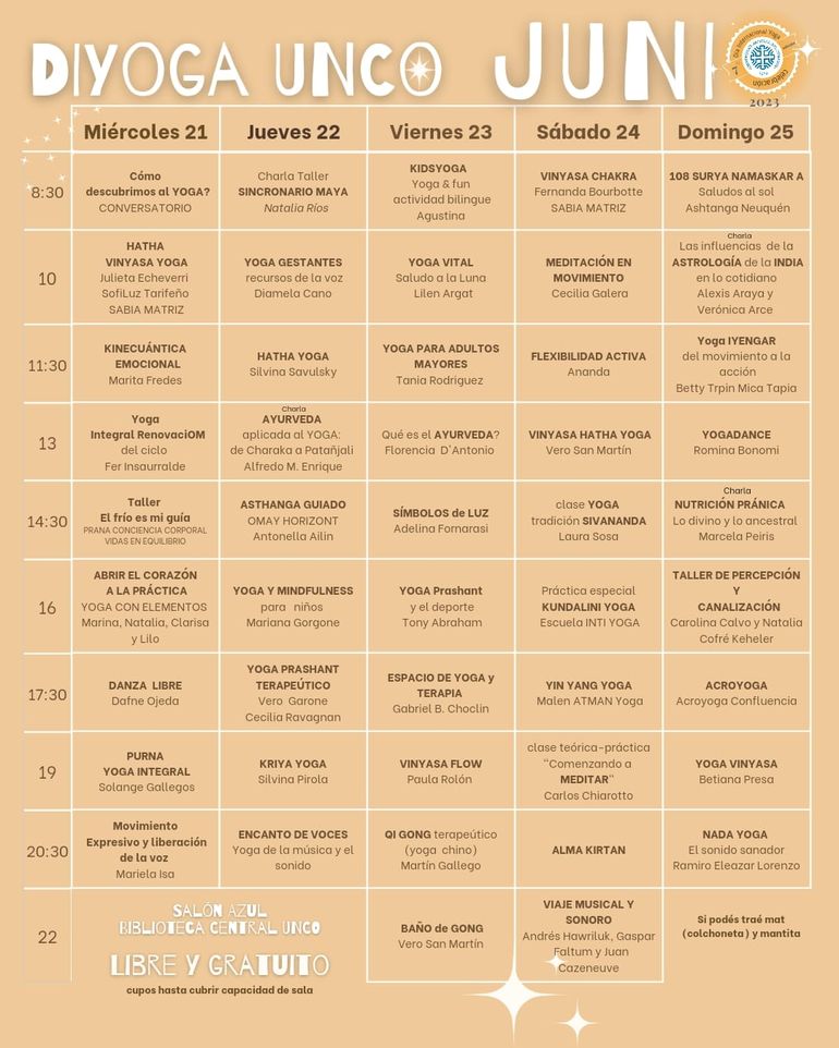 Las clases de yoga, día por día. Las clases de yoga, día por día.