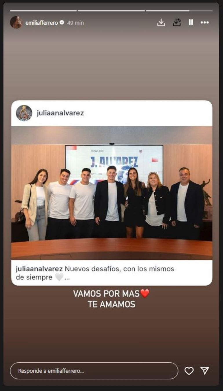 El mensaje de Emilia Ferrero a Juli&aacute;n &Aacute;lvarez.