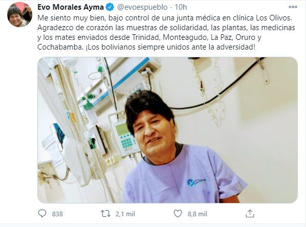 Evo Morales dijo que toma plantas medicinales para tratar el COVID-19