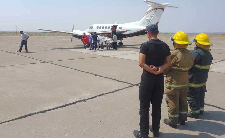 Traslado sanitario a Mendoza: una mujer resultó gravemente herida tras un incendio rural en el paraje Media Luna