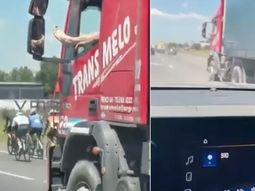 El camionero avanzó por el Acceso Oeste con un pie y un brazo afuera de la ventanilla. . El camionero avanzó por el Acceso Oeste con un pie y un brazo afuera de la ventanilla. .