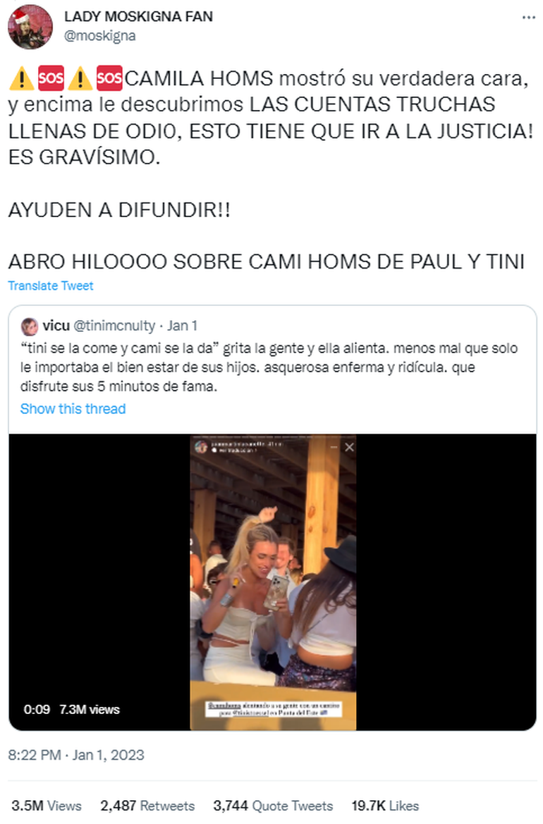 La denuncia contra Camila Homs