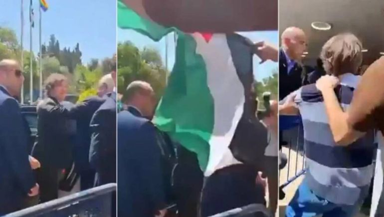 Video: intentaron agredir a Javier Milei durante en Israel y debió intervenir su custodia