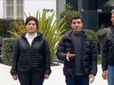 De iquierda a derecha, la diputada nacional Ana Clara Romero, el gobernador Ignacio Torres y su vice, Gustavo Menna, durante el el anuncio en Chubut.