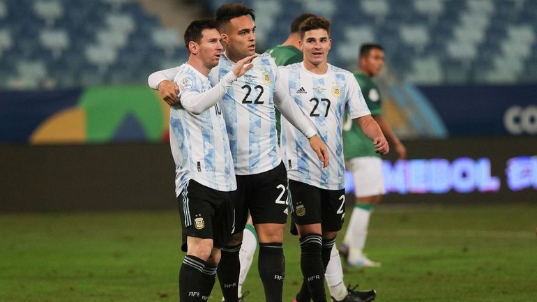 Lionel Messi, Lautaro Martínez y Julián Álvarez Lionel Messi, Lautaro Martínez y Julián Álvarez