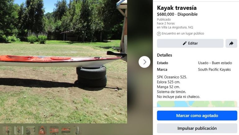 Un vecino vendía un kayak por Facebook y casi cae en una estafa