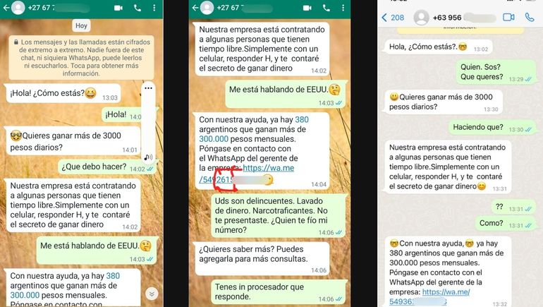 Alerta estafas: ofrecen trabajo con sueldos de $300 mil por WhatsApp