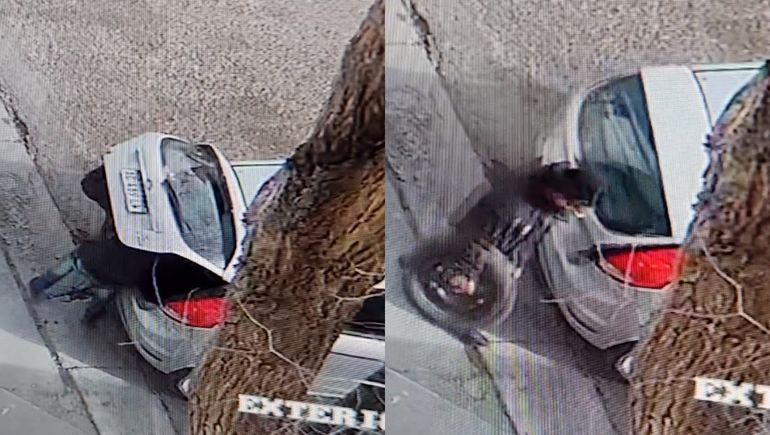 Video: en segundos, así roban el auxilio de un auto en pleno centro