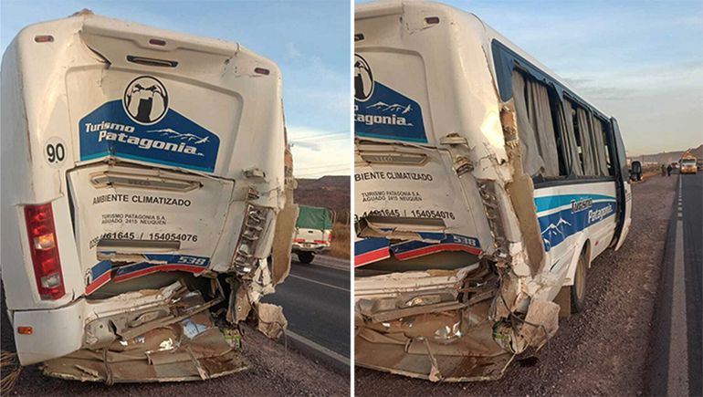 Un camión chocó de atrás a un colectivo en Añelo: hay dos heridos