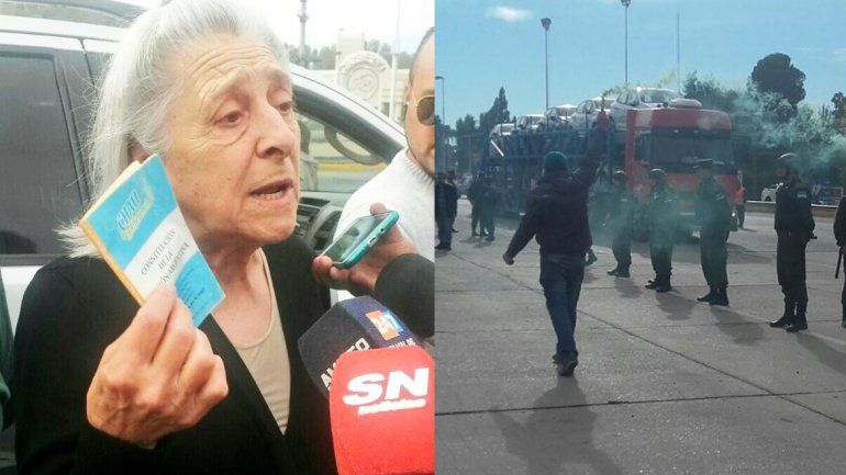 Con la Constitución en la mano, una mujer se enfrentó a los manifestantes