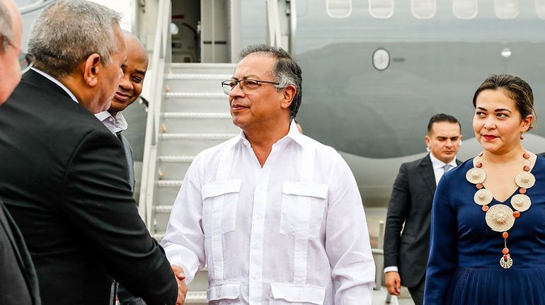 El presidente colombiano Gustavo Petro al llegar a Panamá. El presidente colombiano Gustavo Petro al llegar a Panamá.
