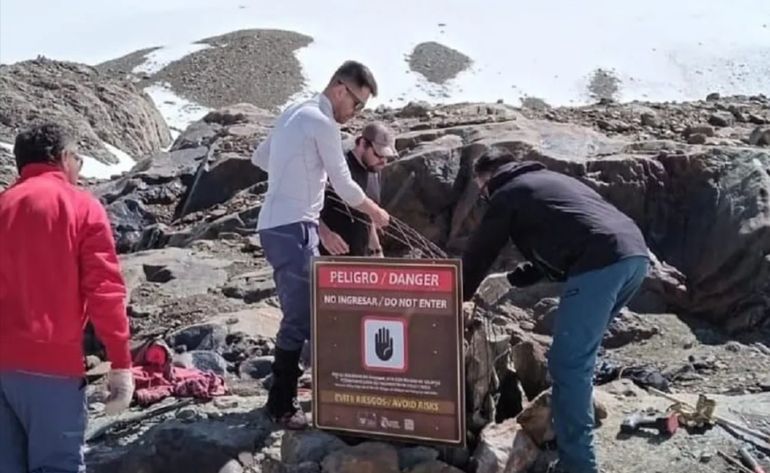 Desde el Ministerio de Ambiente de Tierra del Fuego piden respetar las restricciones en el glaciar Vinciterra. Desde el Ministerio de Ambiente de Tierra del Fuego piden respetar las restricciones en el glaciar Vinciterra. 