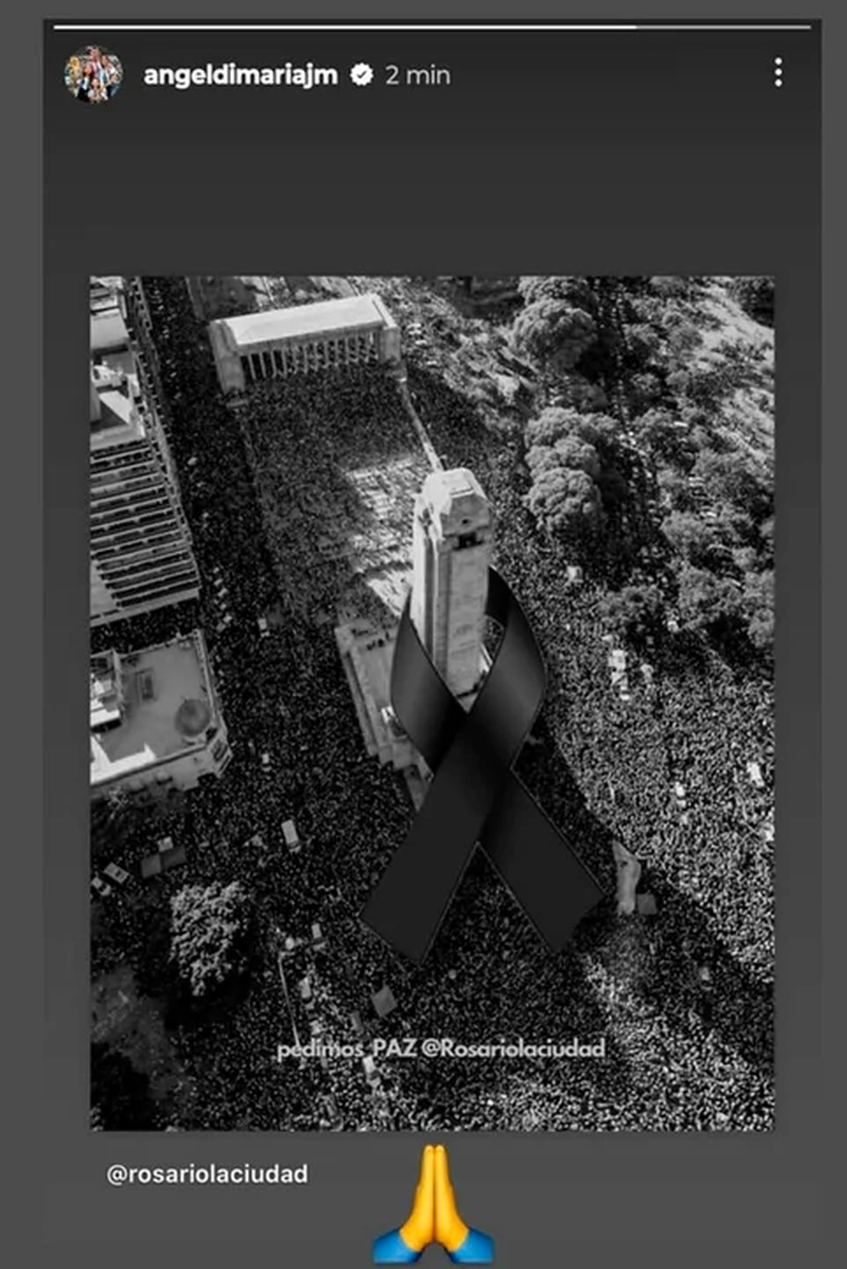 Ángel Di María, uno de los ciudadanos más reconocidos de Rosario, pidió paz. Ángel Di María, uno de los ciudadanos más reconocidos de Rosario, pidió paz.