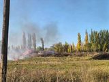 Una imagen del incendio cerca del predio del Ex Banco Nación, en La Esmeralda al fondo.
