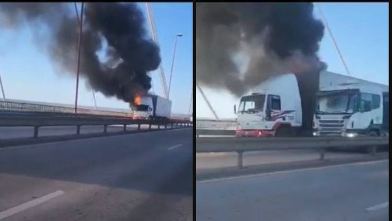 Zárate Brazo Largo: primero un barco chocó el puente, ahora un camión en llamas