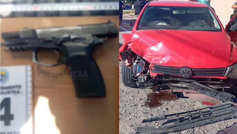 Los delincuentes escaparon rumbo al oeste y se incrustaron en el paredón de una casa particular.