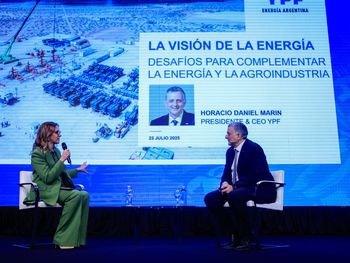 Horacio Marín, ayer, anunciando la oficialización de YPF de desprenderse de los negocios del agro.