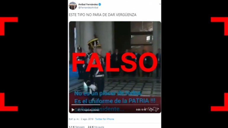 Son falsos los subtítulos del video entre Macri y un granadero que publicó Aníbal Fernández