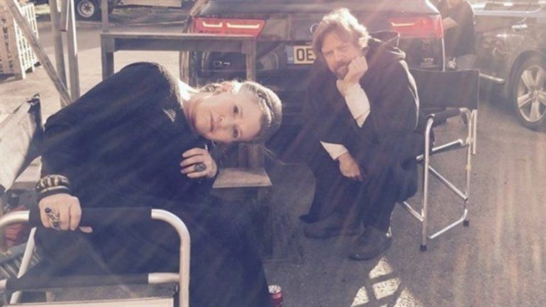 Carrie Fisher en un alto del rodaje del episodio VIII de Star Wars.&nbsp;