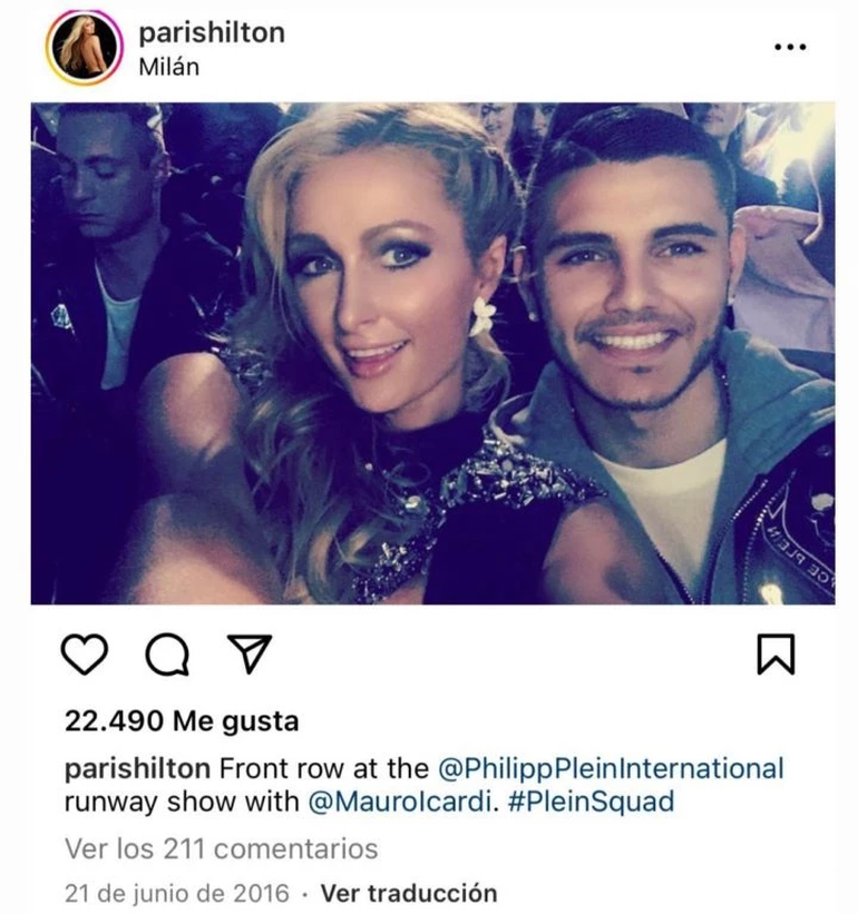El posteo de Paris Hilton con Mauro Icardi en 2016