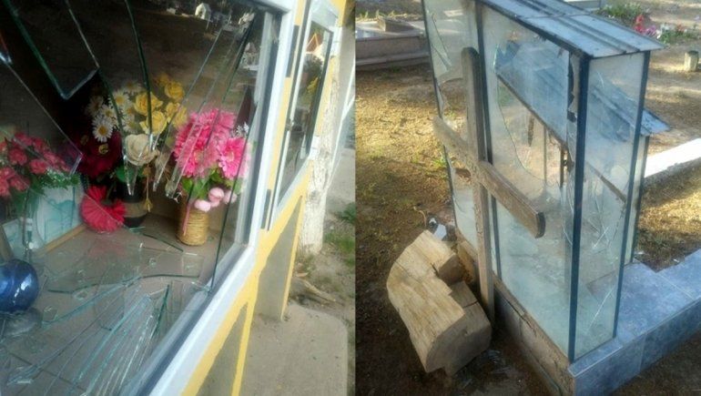 Madre e hijo destrozaron 40 nichos en el cementerio de Centenario