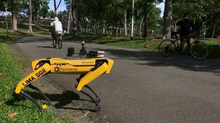 Mirá el perro robot que vigila el distanciamiento social en la calle